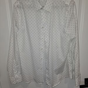 Banana Republic White Pattern Men's Shirt Wrinkle Free‎ Medium Dress Casual
